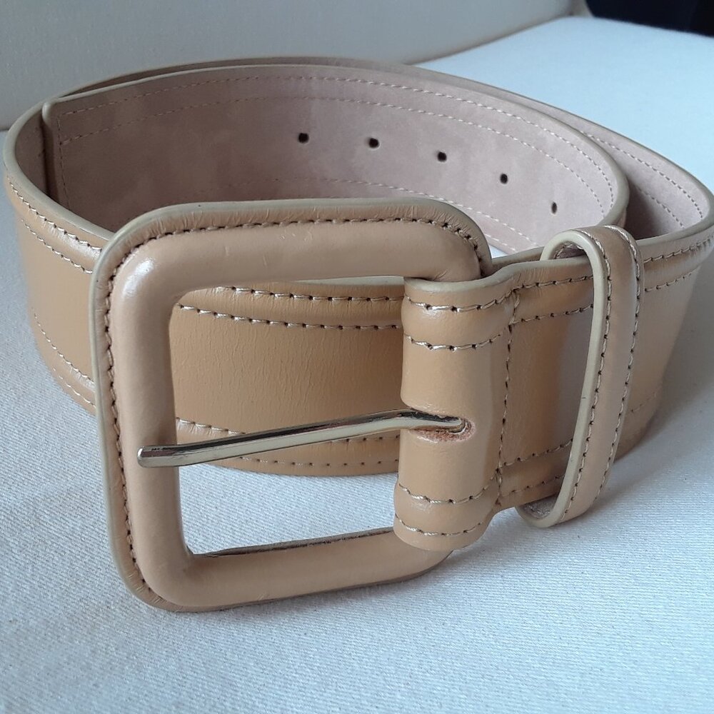 ANN TAYLOR Wide Genuine Leather Belt With Large Buckle